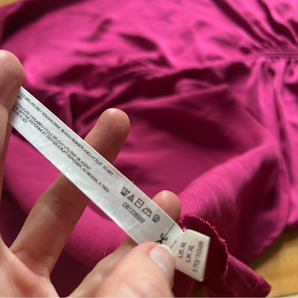 Intimately Free People Sz XL Nothing Better Pink Raspberry Midi Satin Slip Dress - Picture 15 of 16